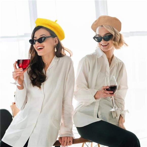 6 Pieces Wool Beret Hat French Style Beanie Hats Fashion Ladies Beret Caps - Picture 4 of 8